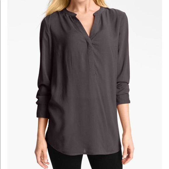 Sandra Ingrish Tunic Top blueish Green button down sz L - Picture 9 of 9